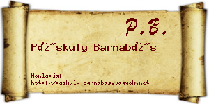 Páskuly Barnabás névjegykártya